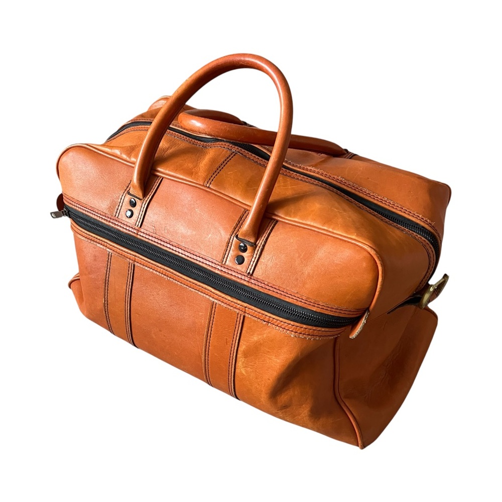 Vintage Leather Duffle Bag orange